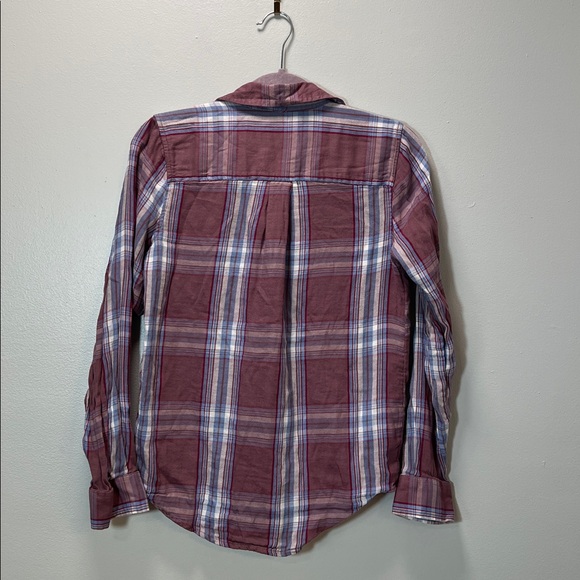 Lightweight Flannel Top - Wine/Burgundy, White, and Periwinkle/Purplish-Blue - Picture 9 of 17